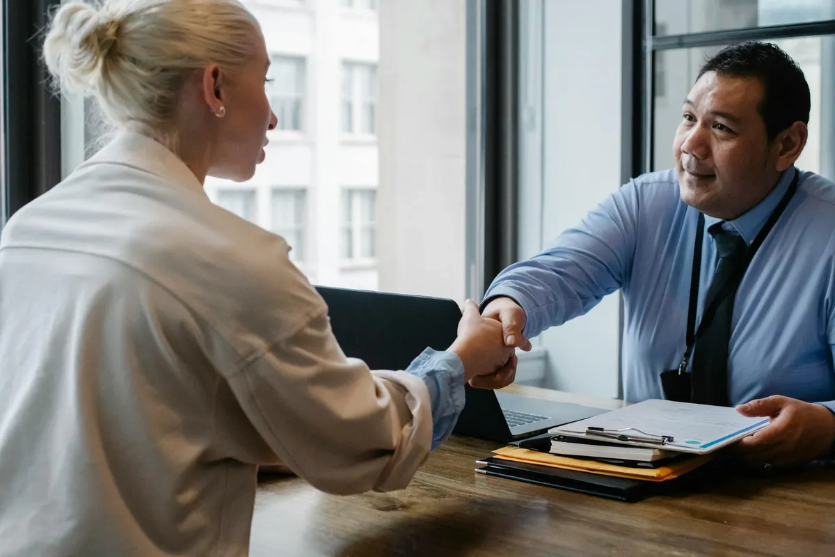 A professional interview setting